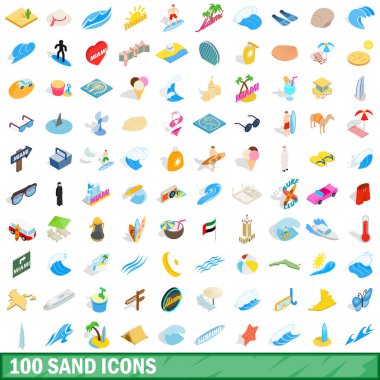 100 kum Icons set, izometrik 3d stili