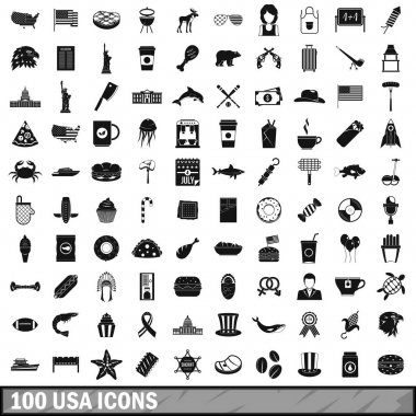 100 ABD Icons set, basit tarzı