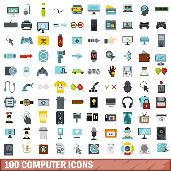 100 bilgisayar simgeler kümesi, stil düz