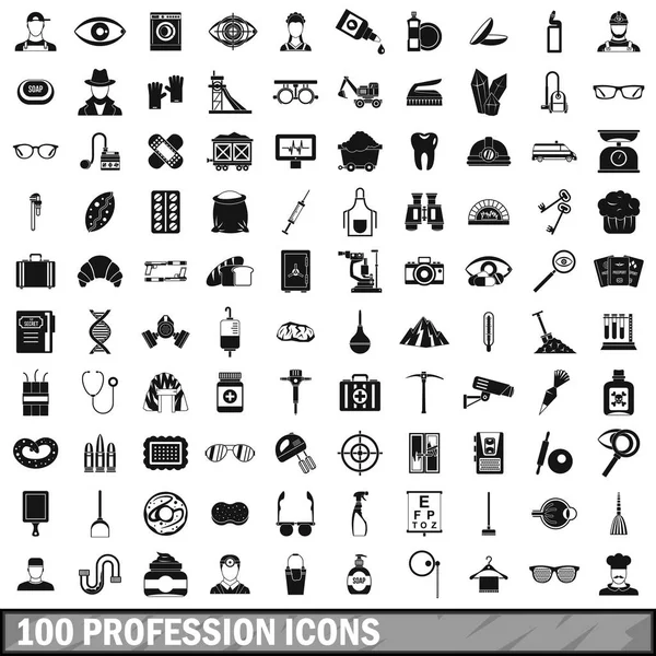 100 meslek Icons set, basit tarzı