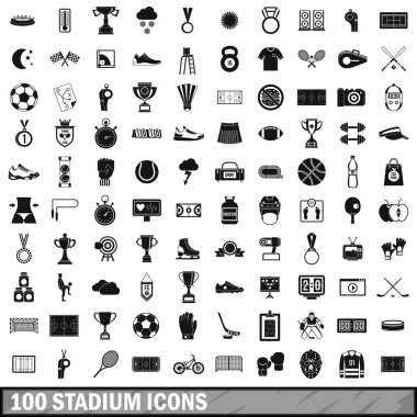 100 Stadyumu Icons set, basit tarzı