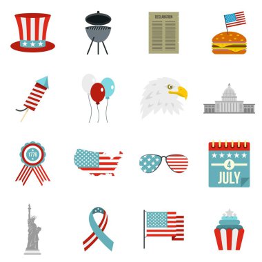 Bağımsızlık günü bayrağı simgeleri düz stil ayarla