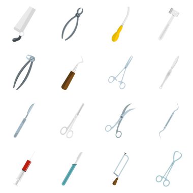 Cerrahlar araçları Icons set düz tarzı