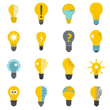 Düz stil lamba logo Icons set