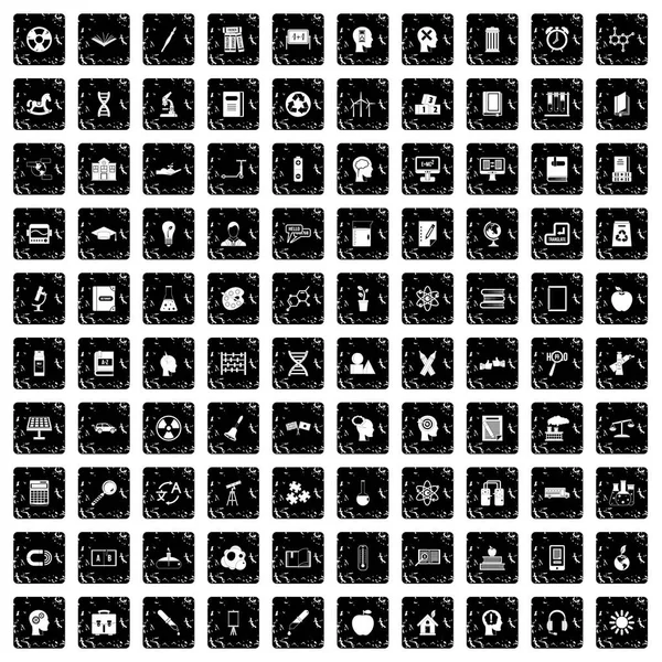 100 iconos de la educación conjunto, estilo grunge — Vector de stock