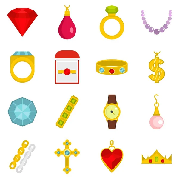 Düz stil takı öğeleri Icons set — Stok Vektör