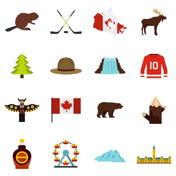 Канада иконки для путешествий в плоском стиле
