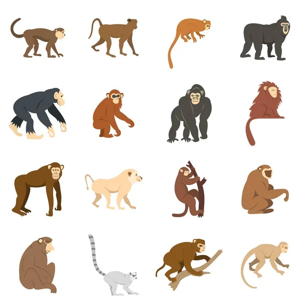 Mono tipos iconos establecidos en estilo plano — Vector de stock