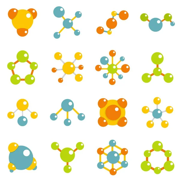 Молекулярные иконы в плоском стиле — стоковый вектор