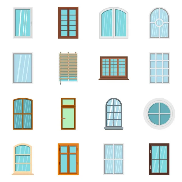 Plastic window forms icons set in flat style — Stock Vector