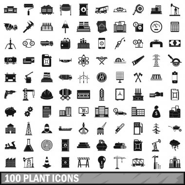 100 bitki Icons set, basit tarzı