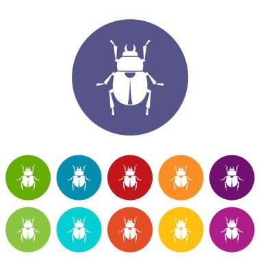 Düz vektör Scarab Icons set