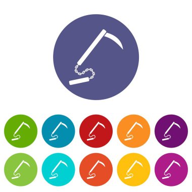Düz vektör kusarigama Icons set