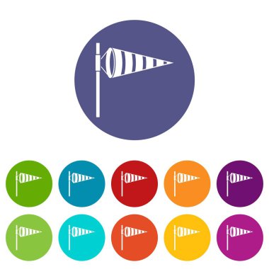 Rüzgar Icons set tarafından şişirilmiş meteoroloji Rüzgar gülü