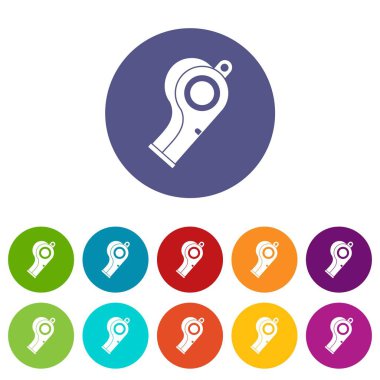 Düz vektör spor düdük Icons set