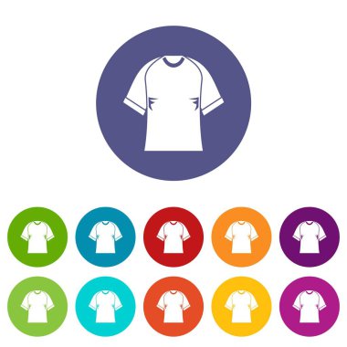 Düz vektör Raglan tshirt Icons set