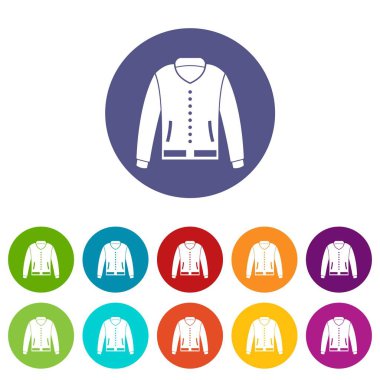 Düz vektör deri beyzbol eldiveni Icons set