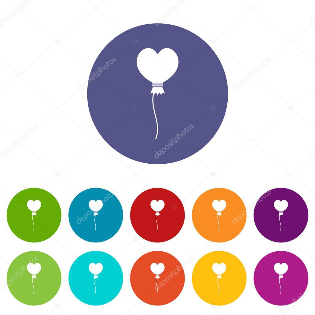 Two birds with hearts icons set flat vector