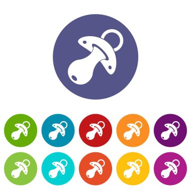 Düz vektör bebek arabası Icons set