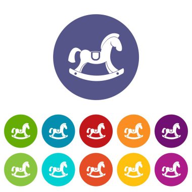 Düz vektör oyuncak at Icons set