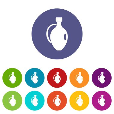 Düz vektör kil sürahi Icons set