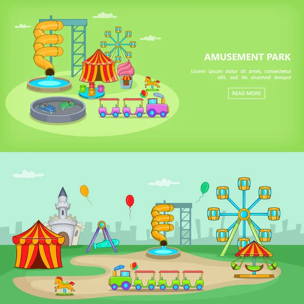 Ensemble de bannière de parc d'attractions horizontal — Image vectorielle