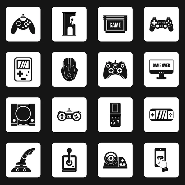 Iconos de videojuegos conjunto cuadrados vector — Vector de stock