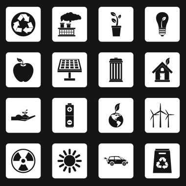 Ekoloji simgeler kümesi kareler vektör