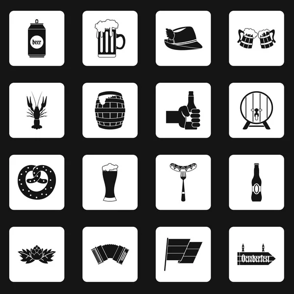 Oktoberfest icons set squares vector — Stock Vector