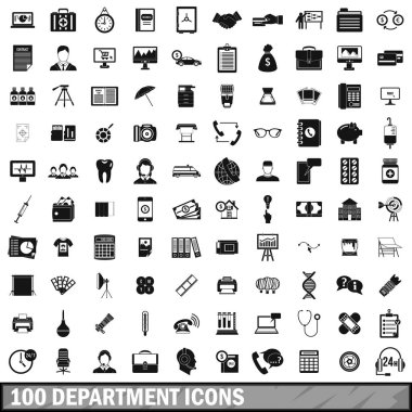 100 bölümü Icons set, basit tarzı