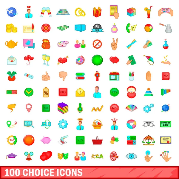 100 set di icone a scelta, stile cartone animato — Vettoriale Stock