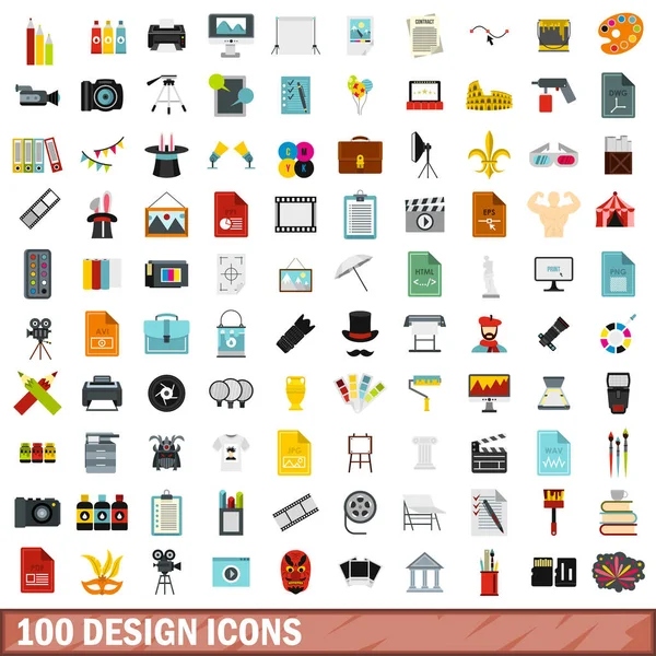 Conjunto de ícones de design 100, estilo plano —  Vetores de Stock