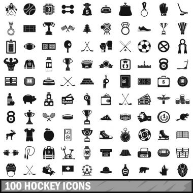 100 hokey Icons set, basit tarzı