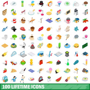 100 ömür boyu Icons set, izometrik 3d stili