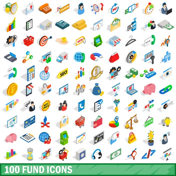 Ensemble de 100 icônes de fonds, style 3d isométrique — Image vectorielle