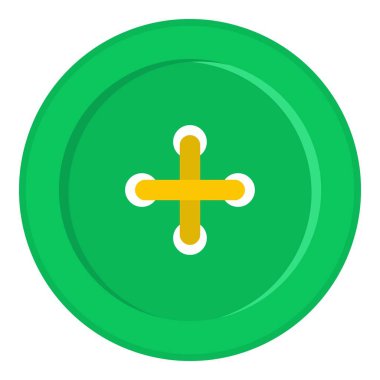 İzole yeşil dikiş düğme simgesi