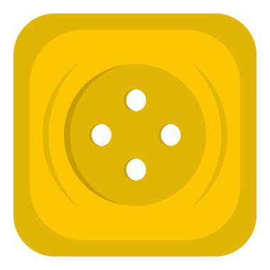 İzole sarı kare dikiş düğme simgesi