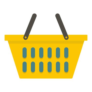 Sarı Plastik alışveriş sepeti simgesini izole