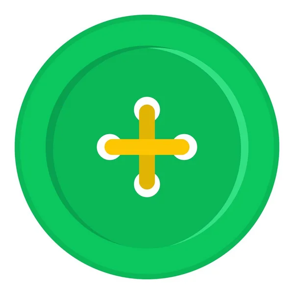 Do szycia zielony przycisk ikona na białym tle — Wektor stockowy