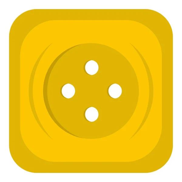 Żółty kwadrat szycie przycisk ikona na białym tle — Wektor stockowy