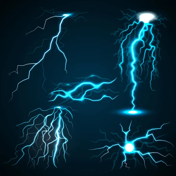 Lightning set, realistische stijl — Stockvector