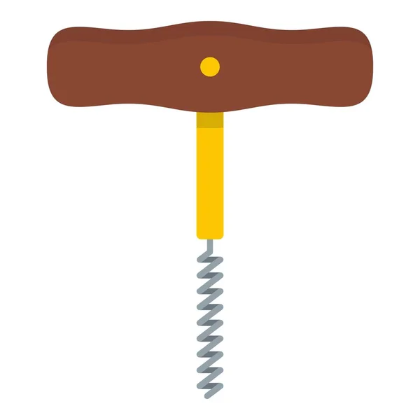 Corkscrew met houten handvat pictogram geïsoleerd — Stockvector