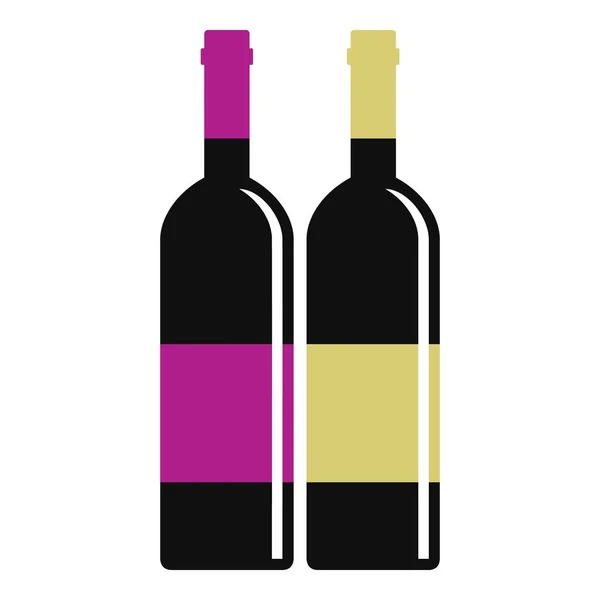 Icône bouteilles de vin rouge et blanc isolé — Image vectorielle