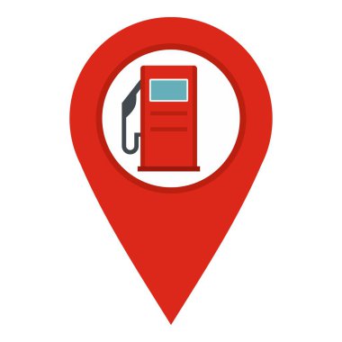 Kırmızı harita iğne ile izole benzin istasyonu işareti simgesi