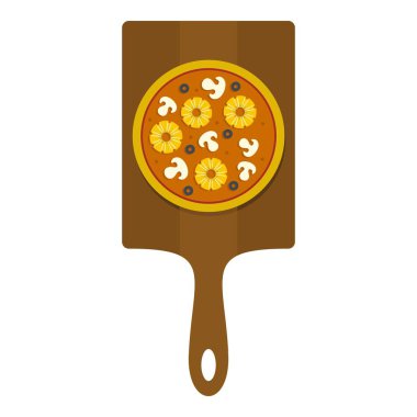 Ananas, mantar, zeytin simgesi ile lezzetli pizza