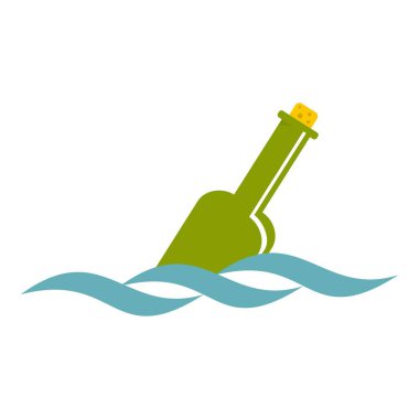 Yeşil cam şişe içinde izole bir su simgesi