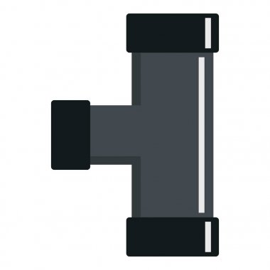 Siyah ortak T boru bağlantısı simgesini izole