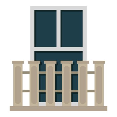 Balkon korkuluk ile pencere ben izole simgesi