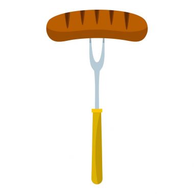 Barbekü çatalı simgesini izole ızgara sosis