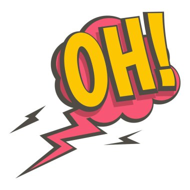 Oh, komik metin konuşma balonu izole simgesi